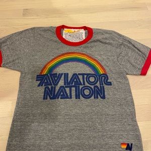 Aviator nation grey tee with rainbow
